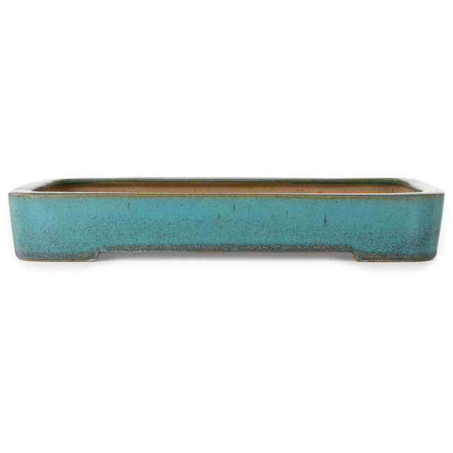 Rectangular teal bonsai pot by Reiho - 342 x 232 x 52 mm