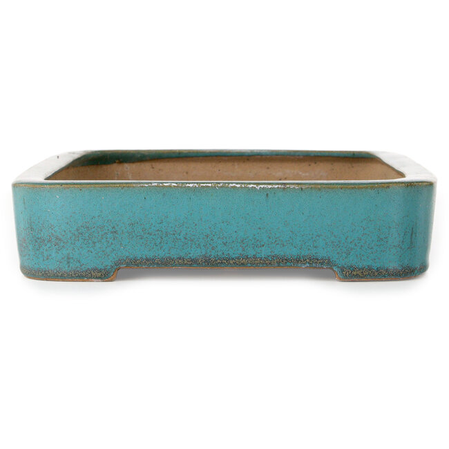Rectangular teal bonsai pot by Reiho - 342 x 232 x 52 mm