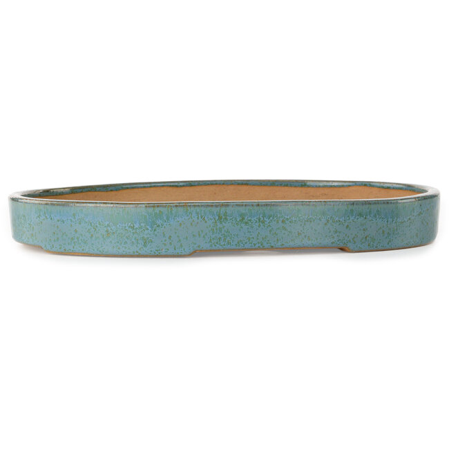 Oval teal bonsai pot by Haru Matsu - 325 x 237 x 37 mm
