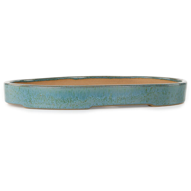 Oval teal bonsai pot by Haru Matsu - 325 x 237 x 37 mm