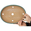 Oval teal bonsai pot by Haru Matsu - 325 x 237 x 37 mm