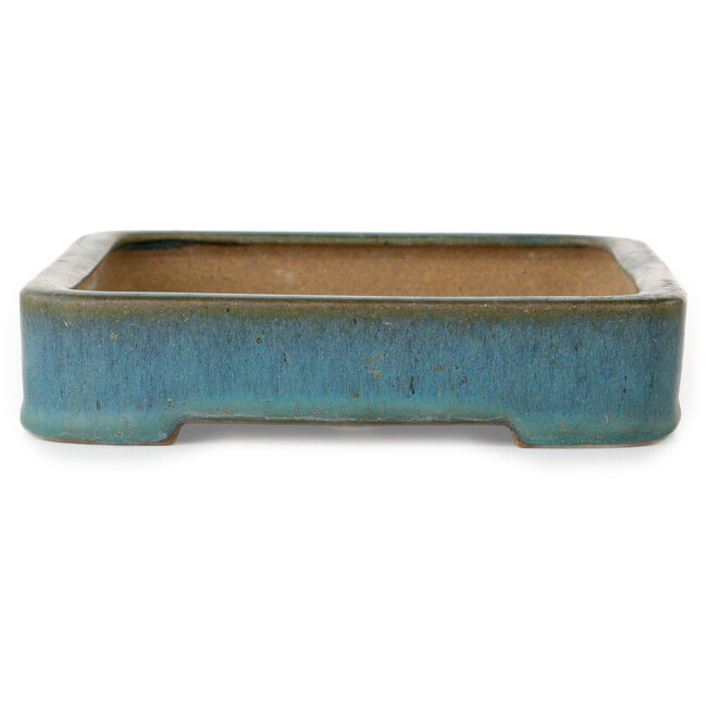 Rectangular teal bonsai pot by Reiho - 253 x 175 x 37 mm