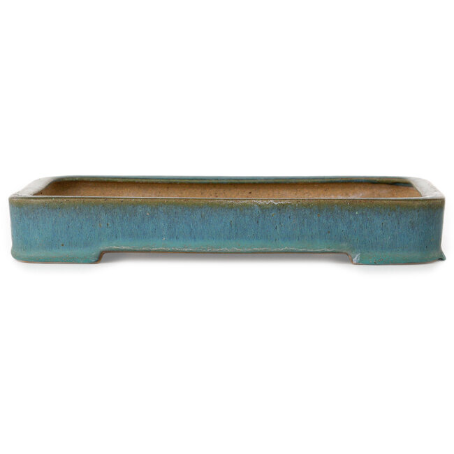 Rectangular teal bonsai pot by Reiho - 253 x 175 x 37 mm
