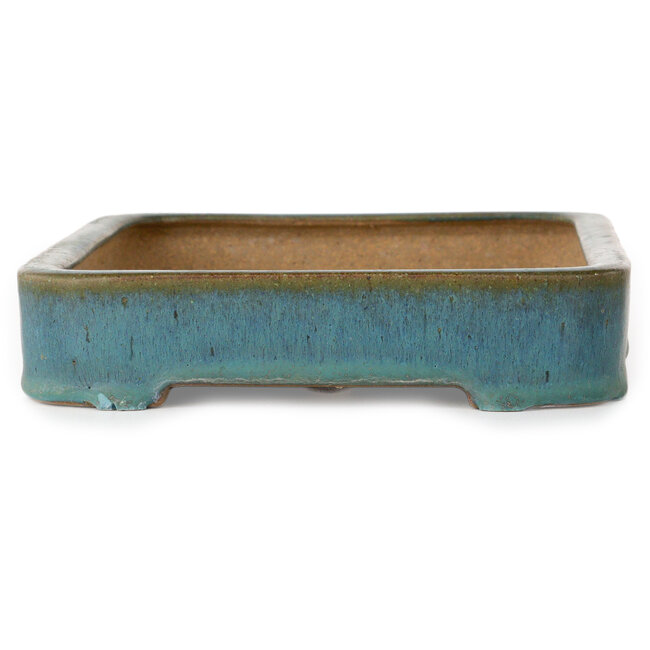 Rectangular teal bonsai pot by Reiho - 253 x 175 x 37 mm
