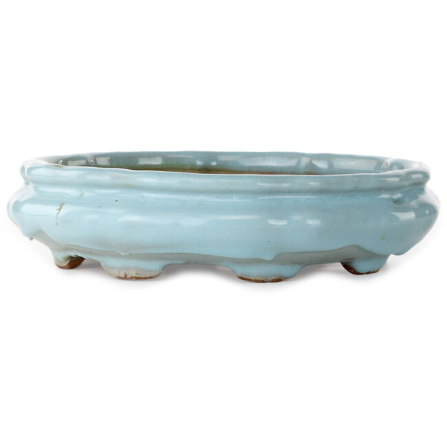 Vaso per bonsai Lotus craquelé azzurro chiaro di Shuhou - 263 x 263 x 63 mm