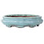 Pot à bonsaï Lotus bleu clair craquelé de Shuhou - 263 x 263 x 63 mm