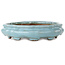 Lotus light blue craquelé bonsai pot by Shuhou - 263 x 263 x 63 mm