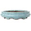 Pot à bonsaï Lotus bleu clair craquelé de Shuhou - 263 x 263 x 63 mm