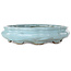 Lotus light blue craquelé bonsai pot by Shuhou - 263 x 263 x 63 mm