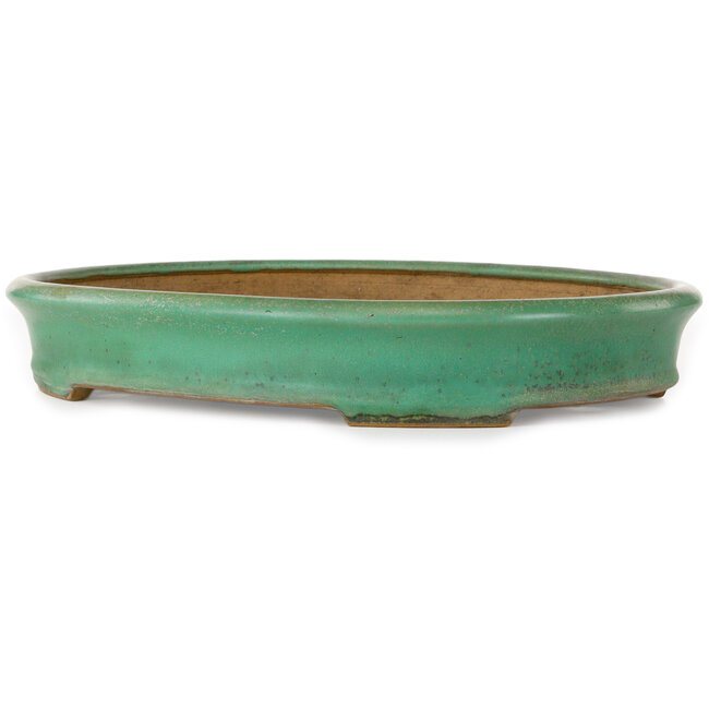 Pot ovale vert pour bonsaï de Yamafusa - 345 x 270 x 55 mm