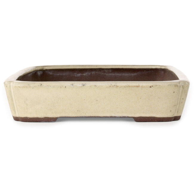 Pot à bonsaï ovale blanc cassé de Yamaaki - 335 x 260 x 55 mm