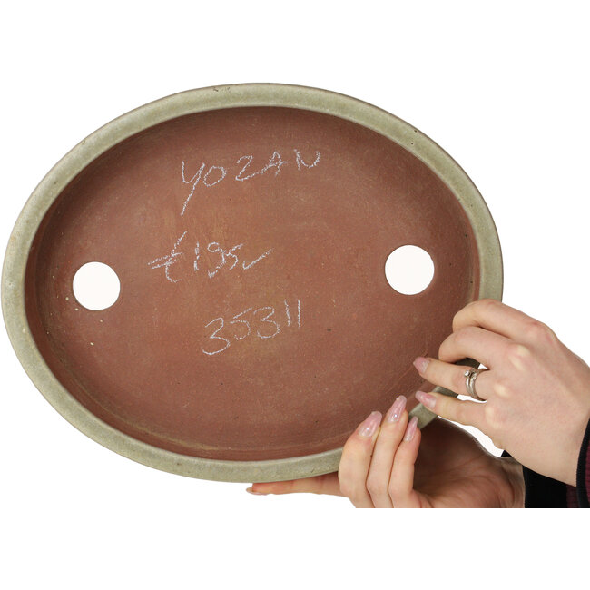 Ovale, gebroken witte bonsaipot van Yozan - 313 x 250 x 53 mm