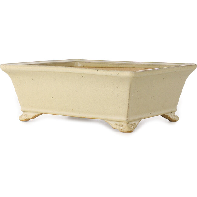 Maceta rectangular para bonsái de color blanco roto de Reiho - 272 x 212 x 97 mm