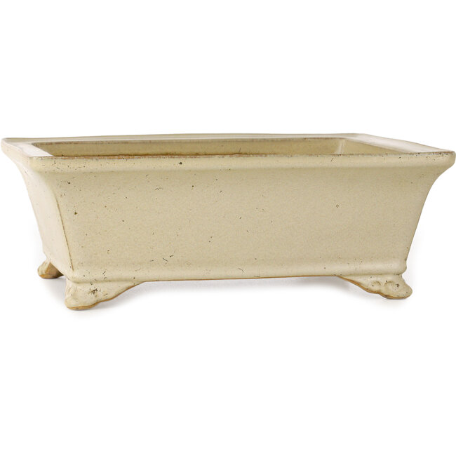 Rechteckiger, cremefarbener Bonsai-Topf von Reiho – 272 x 212 x 97 mm