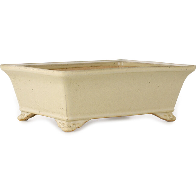 Rectangular off-white bonsai pot by Reiho - 272 x 212 x 97 mm