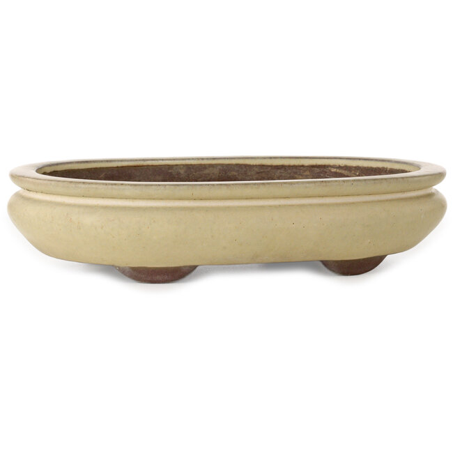 Ovale beige bonsaipot van Yamaaki - 305 x 217 x 68 mm