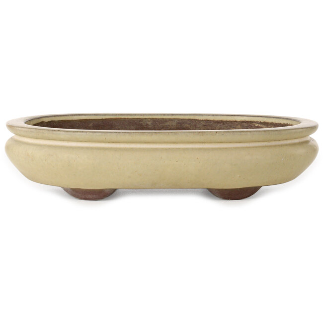 Ovaler, beigefarbener Bonsai-Topf von Yamaaki – 305 x 217 x 68 mm