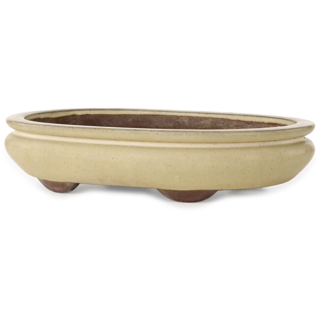 Ovale beige bonsaipot van Yamaaki - 305 x 217 x 68 mm