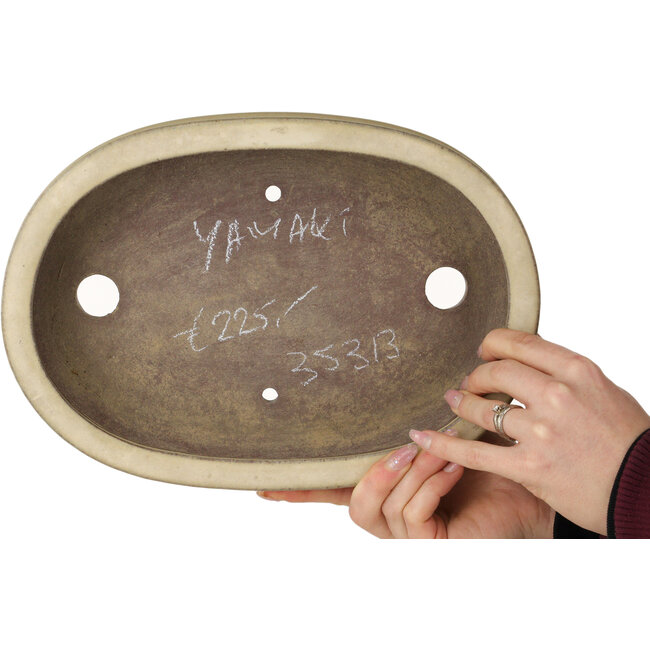 Vaso bonsai ovale beige di Yamaaki - 305 x 217 x 68 mm