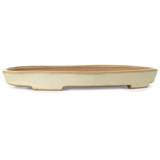 Oval off-white bonsai pot by Yamafusa - 283 x 220 x 33 mm