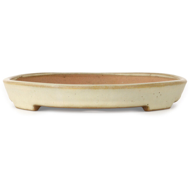 Pot à bonsaï ovale blanc cassé de Yamafusa - 283 x 220 x 33 mm