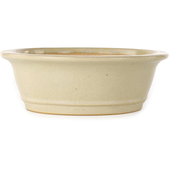 Oval off-white bonsai pot by Reiho - 292 x 245 x 83 mm