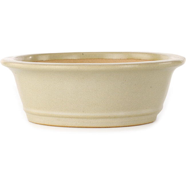 Oval off-white bonsai pot by Reiho - 292 x 245 x 83 mm