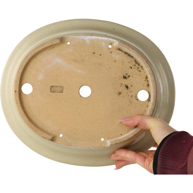Pot à bonsaï ovale blanc cassé de Reiho - 292 x 245 x 83 mm