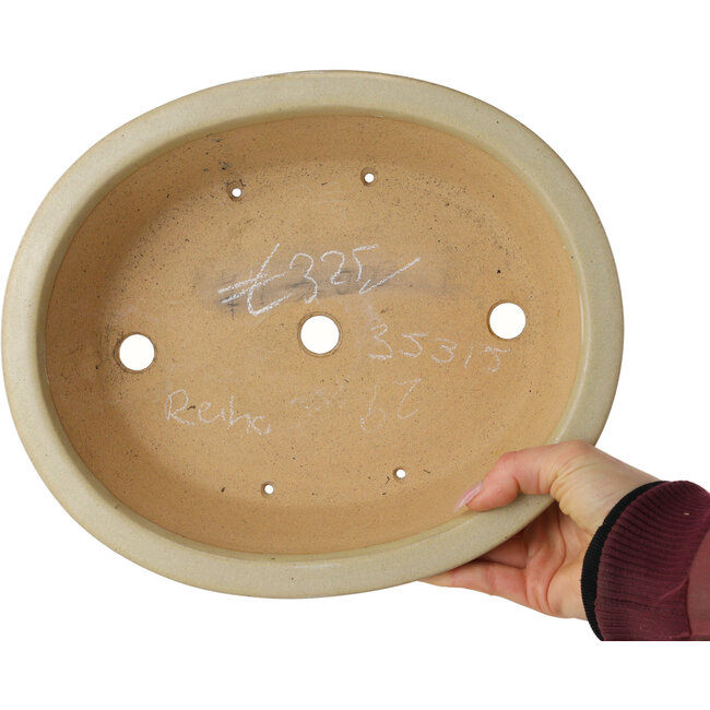 Vaso bonsai ovale bianco sporco di Reiho - 292 x 245 x 83 mm