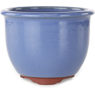 Eime Yozan Ronde, lichtblauwe bonsaipot van 120 mm, gemaakt door Eime Yozan, Tokoname, Japan.