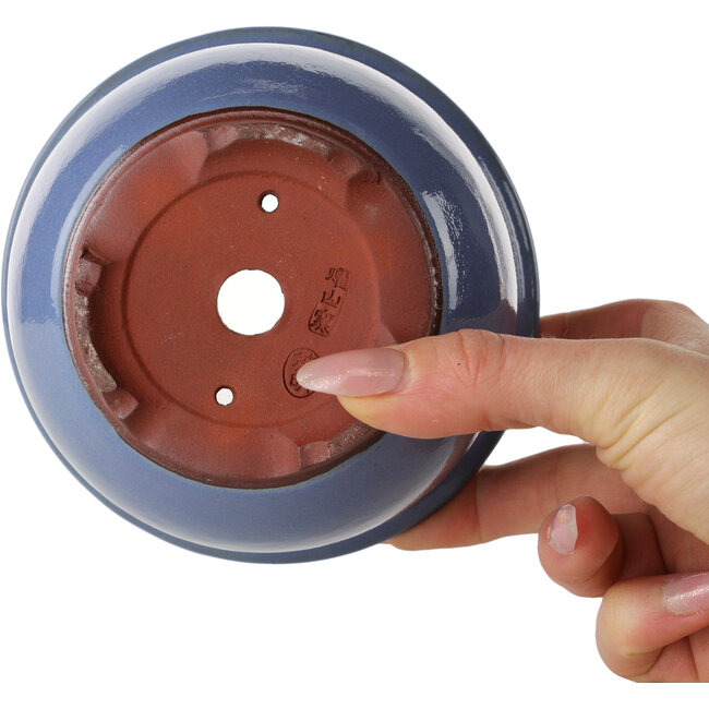 Ronde lichtblauwe bonsaipot van Eime Yozan - 120 x 120 x 93 mm