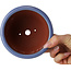 Round light blue bonsai pot by Eime Yozan - 120 x 120 x 93 mm