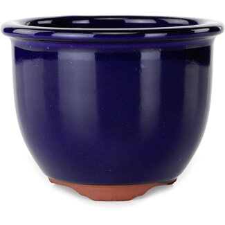 Eime Yozan 120 mm round dark blue bonsai pot by Eime Yozan, Tokoname, Japan