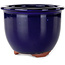 Round dark blue bonsai pot by Eime Yozan - 120 x 120 x 93 mm