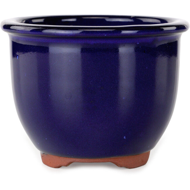 Vaso bonsai rotondo blu scuro di Eime Yozan - 120 x 120 x 93 mm