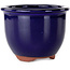 Round dark blue bonsai pot by Eime Yozan - 120 x 120 x 93 mm