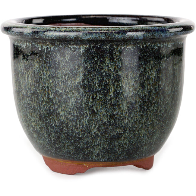 Pot à bonsaï rond noir multicolore par Eime Yozan - 120 x 120 x 93 mm