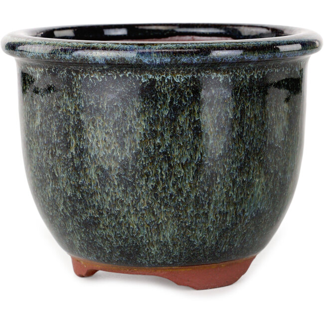 Pot à bonsaï rond noir multicolore par Eime Yozan - 120 x 120 x 93 mm