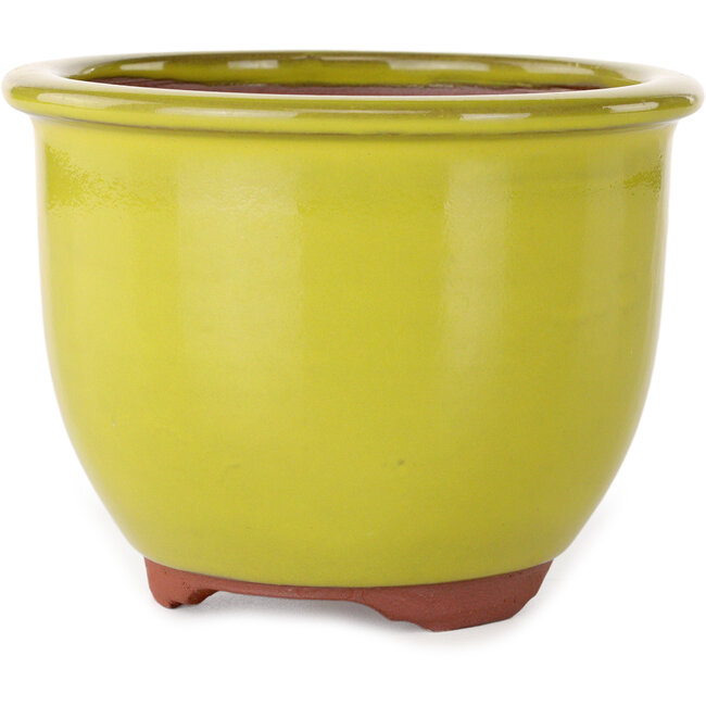 Pot à bonsaï rond jaune par Eime Yozan - 120 x 120 x 93 mm