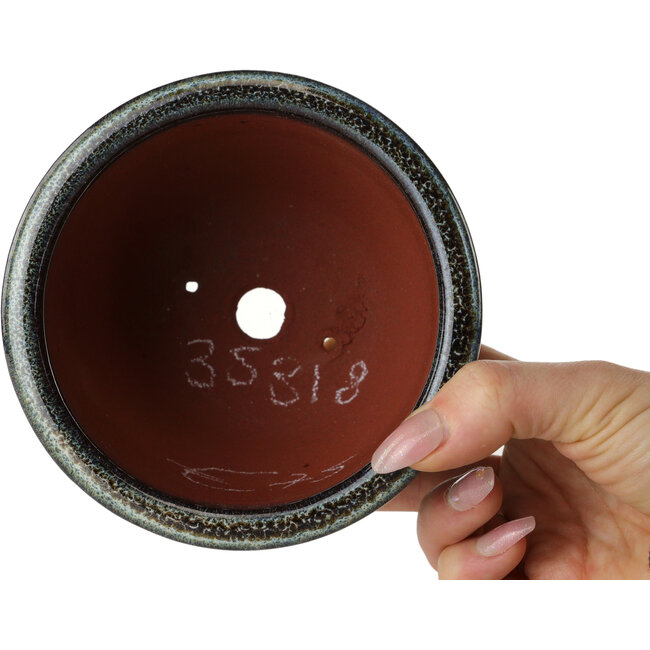 Pot à bonsaï rond noir multicolore par Eime Yozan - 120 x 120 x 93 mm