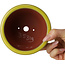 Round yellow bonsai pot by Eime Yozan - 120 x 120 x 93 mm