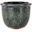 Round black multicolor bonsai pot by Eime Yozan - 102 x 102 x 82 mm