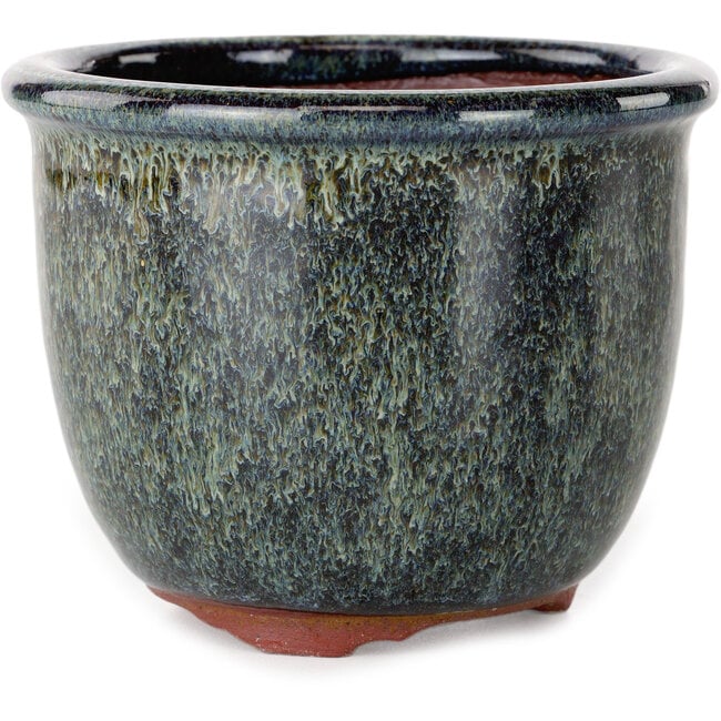 Pot à bonsaï rond noir multicolore par Eime Yozan - 102 x 102 x 82 mm