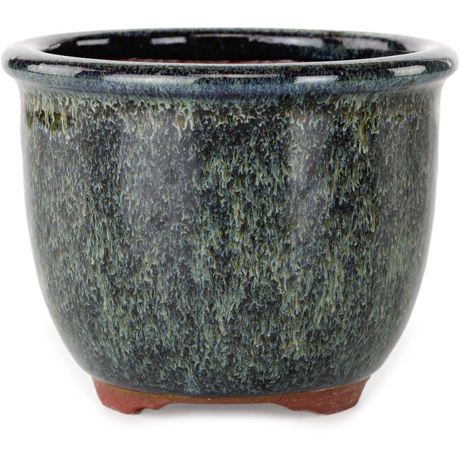 Maceta redonda negra multicolor para bonsái de Eime Yozan - 102 x 102 x 82 mm