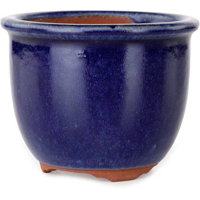 Vaso bonsai rotondo blu scuro di Eime Yozan - 105 x 105 x 85 mm