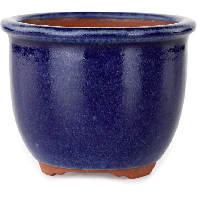 Vaso bonsai rotondo blu scuro di Eime Yozan - 105 x 105 x 85 mm