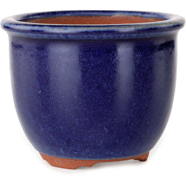 Pot à bonsaï rond bleu foncé par Eime Yozan - 105 x 105 x 85 mm