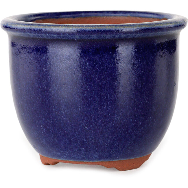 Pot à bonsaï rond bleu foncé par Eime Yozan - 105 x 105 x 85 mm