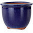 Round dark blue bonsai pot by Eime Yozan - 105 x 105 x 85 mm