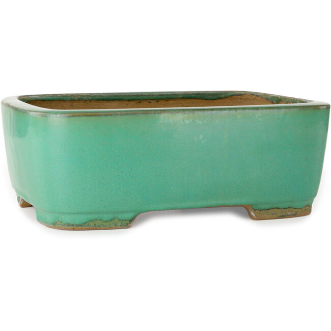 Pot à bonsaï rectangulaire turquoise de Yamafusa - 315 x 240 x 113 mm
